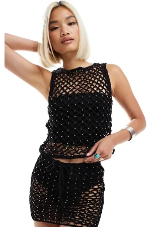 COLLUSION Beaded fishnet crochet tank top in - part of a set