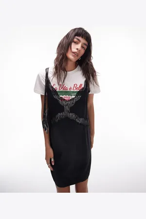 Topshop Lace insert mini dress in