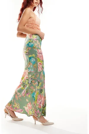 Emory Park Blurred floral print satin maxi skirt in