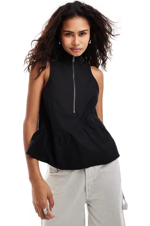 COLLUSION Cotton motocross smocked top in