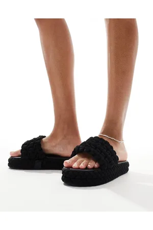 Public Desire Hattie woven flat slides in