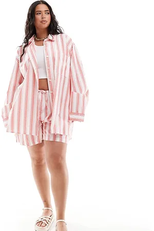 ASOS ASOS DESIGN Curve pull on shorts in red deckchair stripe