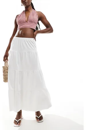 Stradivarius STR boho midi skirt in natural