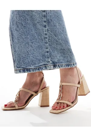 Raid Blink block heeled sandals in natural raffia