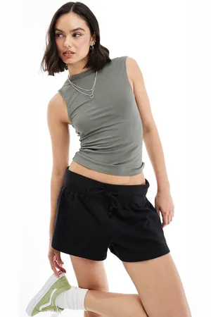 Miss Selfridge Sleeveless slash neck tank top in sage green