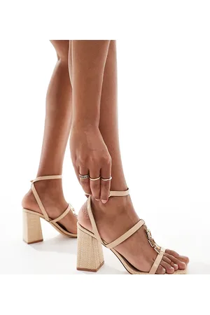 Raid Blink block heeled sandals in natural raffia