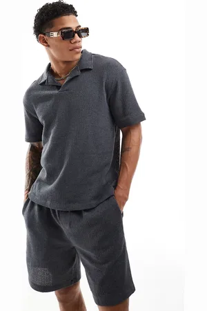 Pull&Bear Knit polo shirt in dark - part of a set
