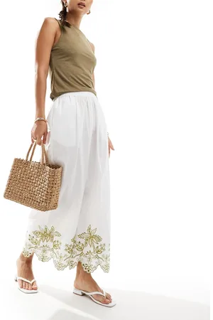 ASOS Embroidered hem culotte in