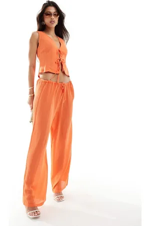 Kaiia Tie waist wide leg pants in - part of a set