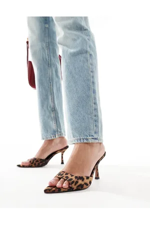 ASOS Heyday pointed sole heeled mules in leopard
