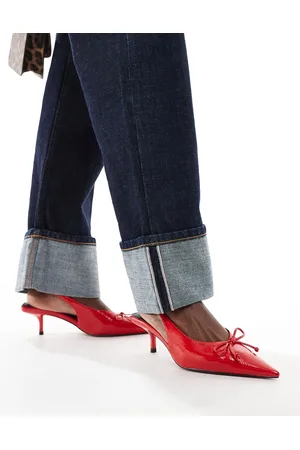 ASOS Sriracha bow slingback mid heeled shoes in