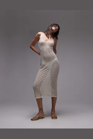 Topshop Lace midi dress in ivory