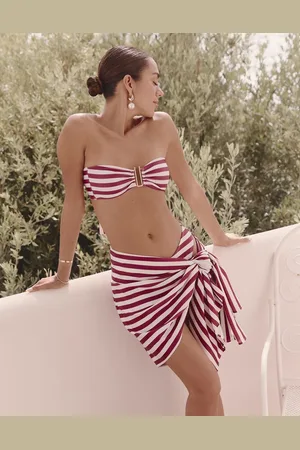 4th & Reckless X Luana Barron mala stripe mini beach sarong in cherry