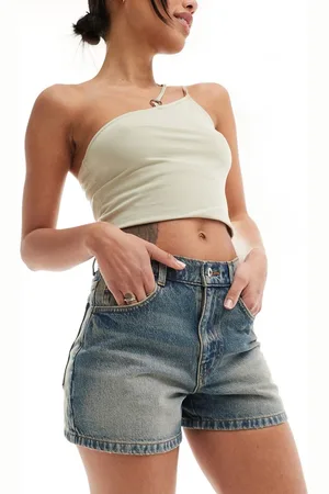 COLLUSION X001 mom shorts in midwash