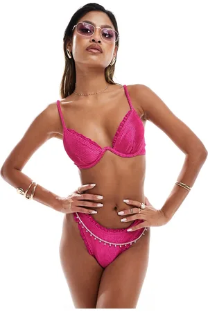 South Beach Shimmer crinkle high leg bikini bottom in