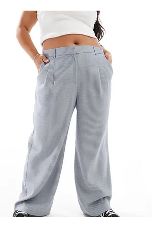COLLUSION Plus relaxed wide leg pants in linen stripe