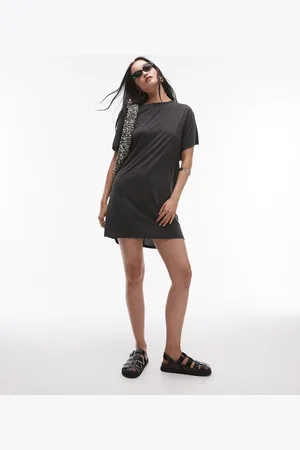 Topshop Premium super soft twist back cupro T-shirt mini dress in