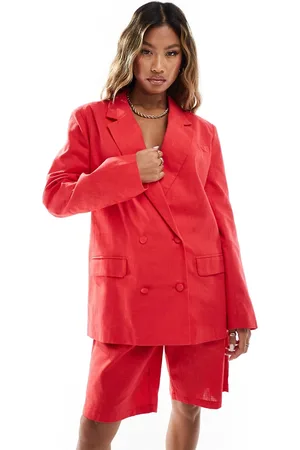 Kaiia Linen look tailored oversized double breasted blazer in - part of a set