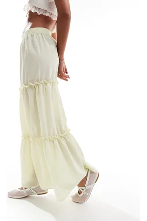 Reclaimed Tiered maxi western skirt in