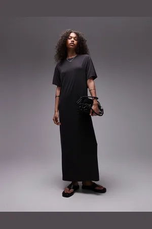Topshop Premium super soft twist back cupro t-shirt midaxi dress in