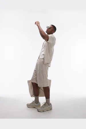 Topman Crochet stripe short in cream - part of a set