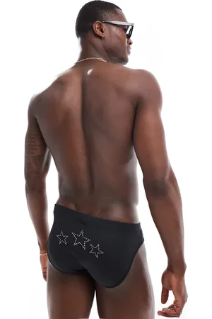 ASOS Swim brief with diamante star details in
