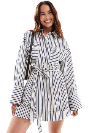 ASOS Tailored shorts with blouson overshirt in blue stripe