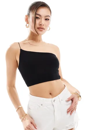 ASOS Asymmetric neck crop top with skinny strap in
