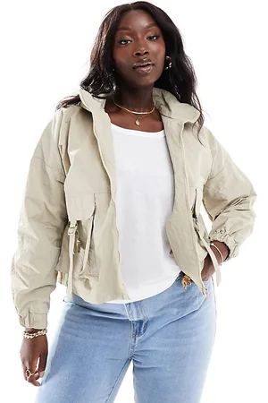 Yours Cropped utility jacket in beige