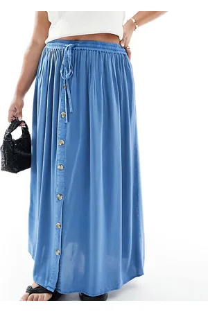 Yours Button up midi skirt in light