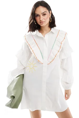 Never Fully Dressed Austin contrast stitch mini shirt dress in
