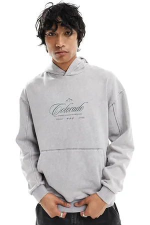 ASOS Unisex oversized hoodie with front city print in washed gray