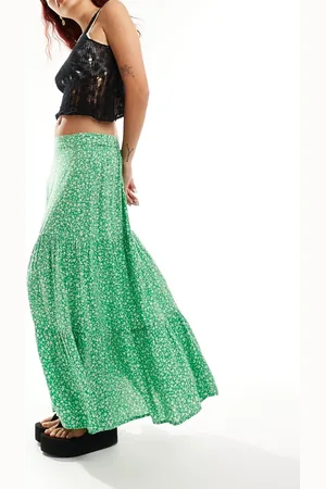 Monki Tiered maxi skirt in red meadow floral