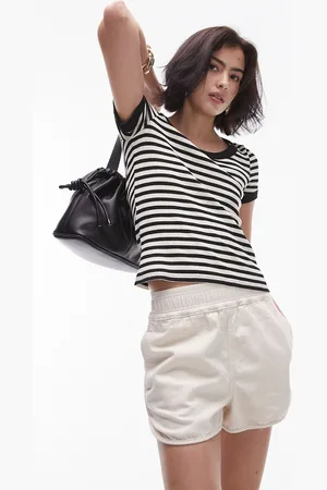 Topshop Striped scoop neck tee in mono