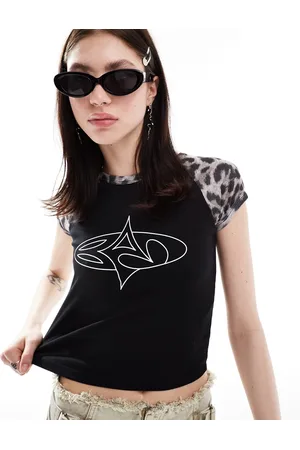 Basic Pleasure Mode Leopard print motif tshirt in black