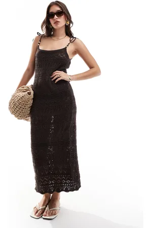 ONLY Crochet bead detail maxi dress in