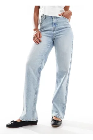 Miss Selfridge Heart pocket straight leg jeans in bleach wash