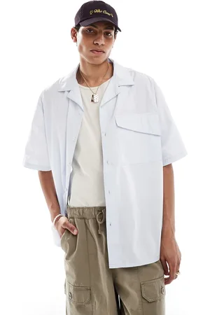 COLLUSION Oversized poplin revere short sleeve shirt in