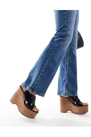 ASOS Talent premium leather cross strap wedges in