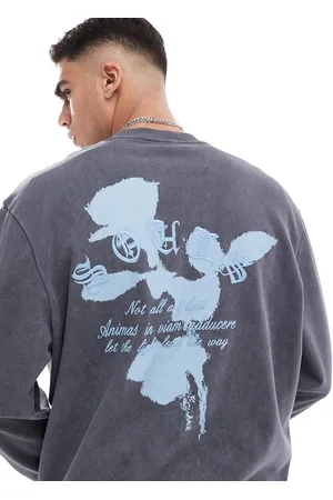 ASOS Oversized sweatshirt with text print in washed