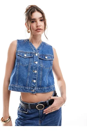 ASOS Denim boxy western vest in mid