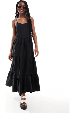 Monki Maxi dress with tiered layers and strappy low back in