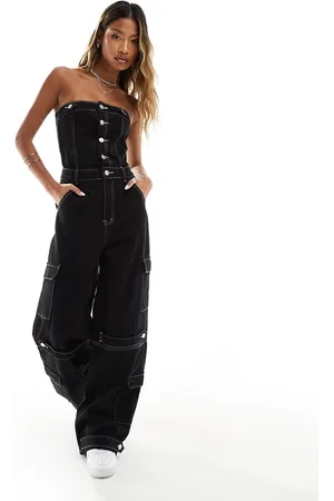 Liquor N Poker Denim bandeau jumpsuit
