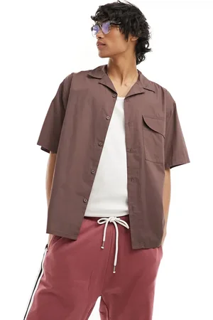 COLLUSION Oversized poplin revere short sleeve shirt in