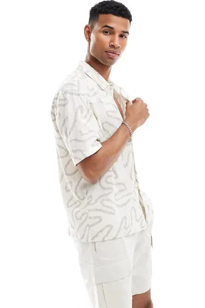 Bershka Abstract palm print shirt in