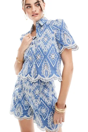 MANGO Embroidered shorts in - part of a set