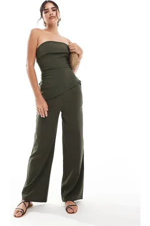 MANGO Drawstring relaxed pants in dark khaki - part of a set