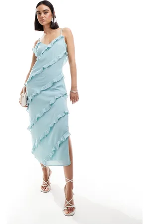 Pretty Lavish Ruffle midaxi dress in seaspray