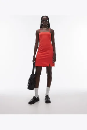 Topshop Jersey spaghetti strap mini dress in