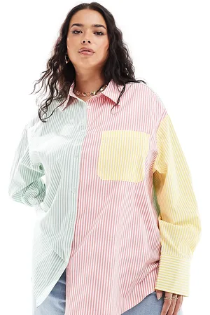 Extro & Vert Plus Patchwork shirt in pastel stripe